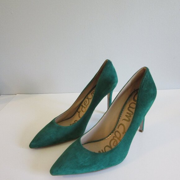 Sam Edelman Emerald Green Suede Pointed Toe Slip On Pumps Size 11 - Picture 1 of 6